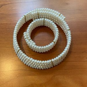Matching 4 strand pearl choker and bracelet